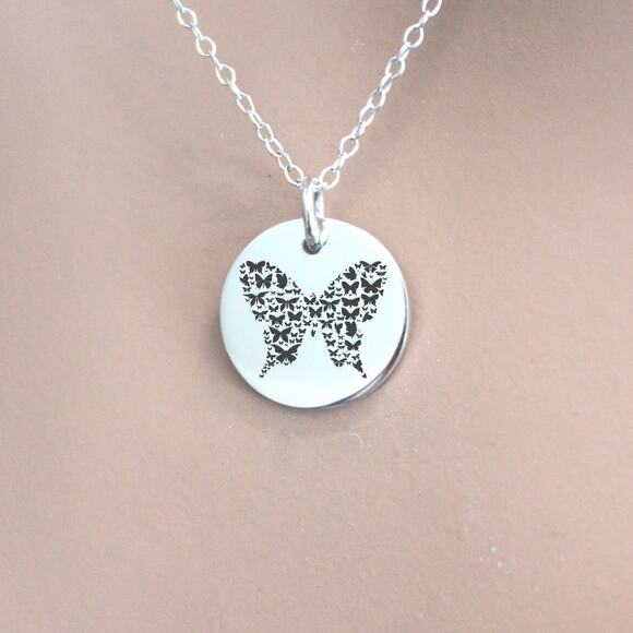 Sterling Silver Butterfly Collage Necklace - Picture 1 of 5